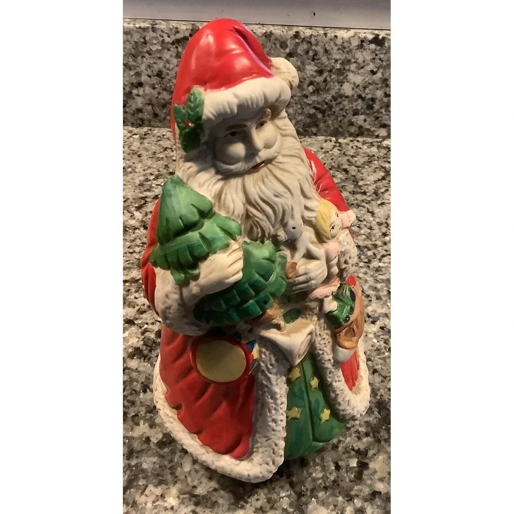 VINTAGE LARGE OLD FASHION-STYLE, BISQUE ST. NICHOLAS MUSIC BOX